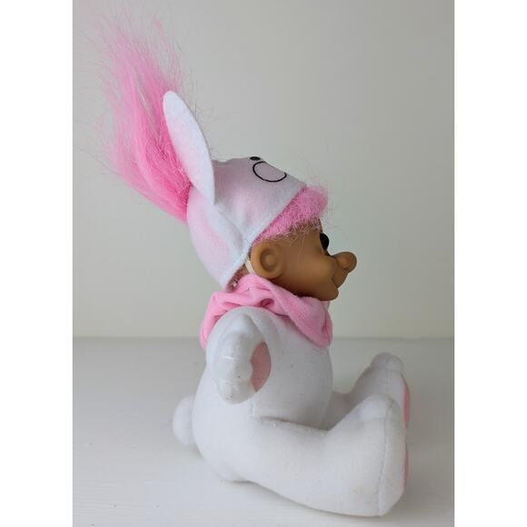 VTG Russ Luv Pet Easter Bunny Troll Doll w/ Tags 5" Girl Pink White Pajamas - Picture 3 of 7